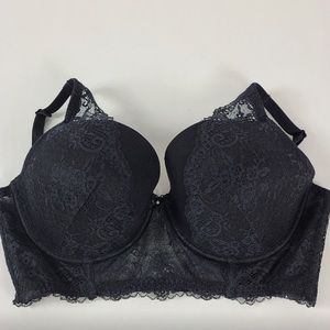 US 32I / UK 32G PARFAIT Black Lace Longline Underwire Bra